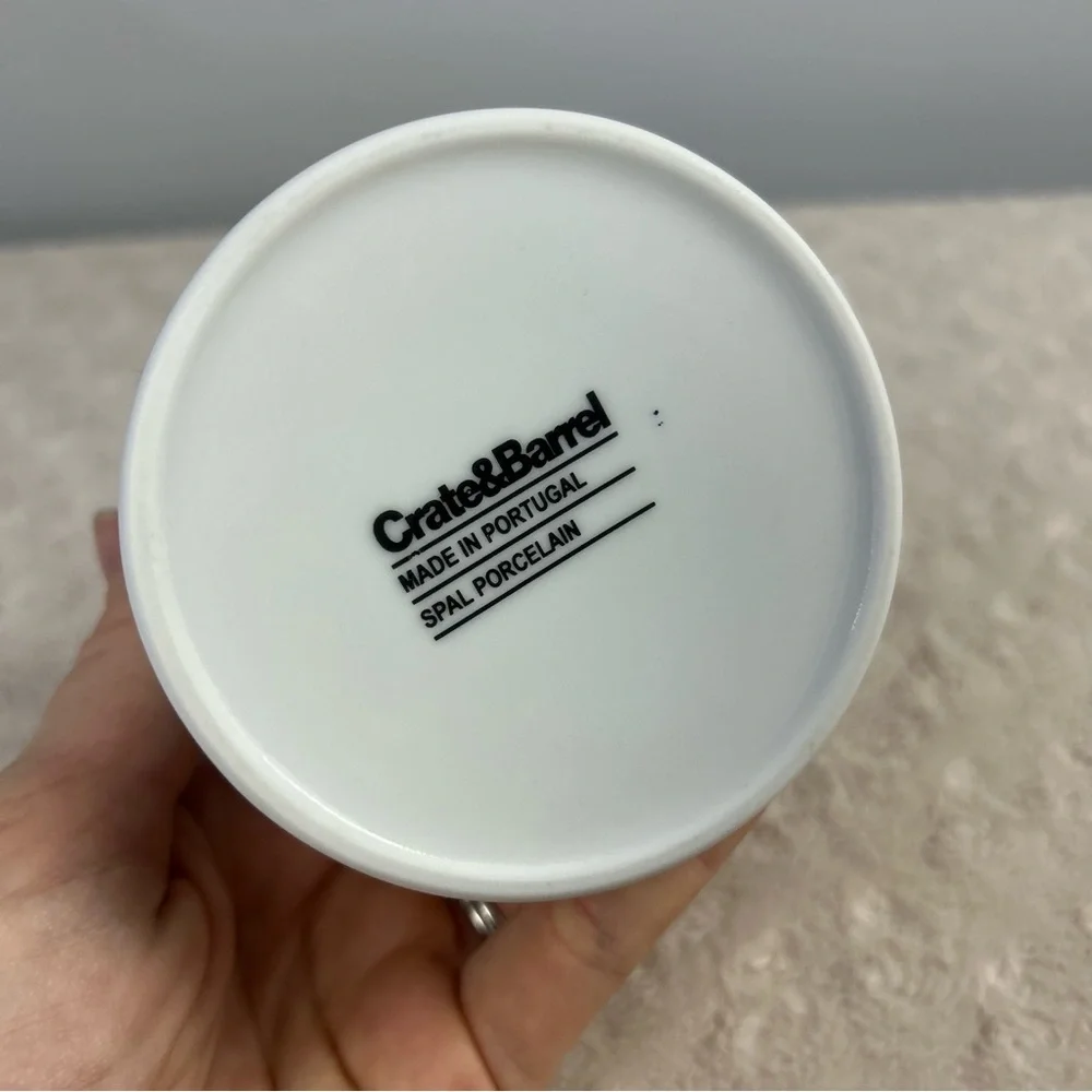 Crate & Barrel Roulette Blue Creamer Spal Porcelain White Portugal